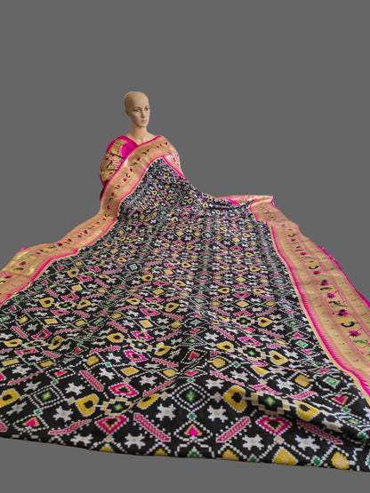Kanchivaram Patola Pethani Silk Saree with Original Zari & Minakari Border – Buy from USA