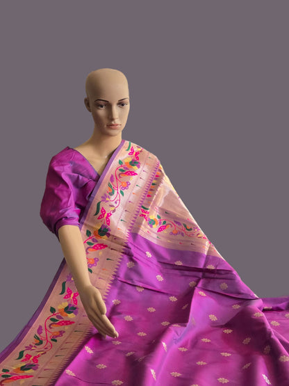 Kanjeevaram Paithani Silk Saree Buy from USA Magenta Pink