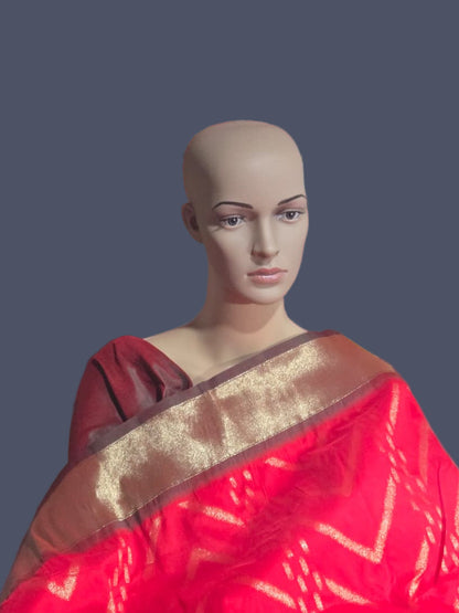 Soft Silk Saree Zari Design Weaving Pallu – Ships from USA – Traditional Silk Saree for Weddings & Festivals- Red Saree