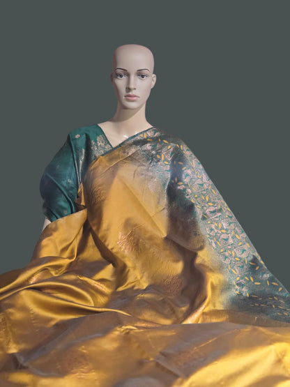 Light Weight Fancy Silk Yellow Silk Saree with Blouse Piece. Buy from USA