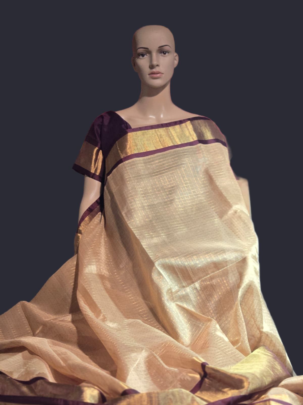 Pure Silk Handloom Saree with Stitched Blouse in Cream and Red Kasavu Border – Rich Traditional Attire for Festive Occasions