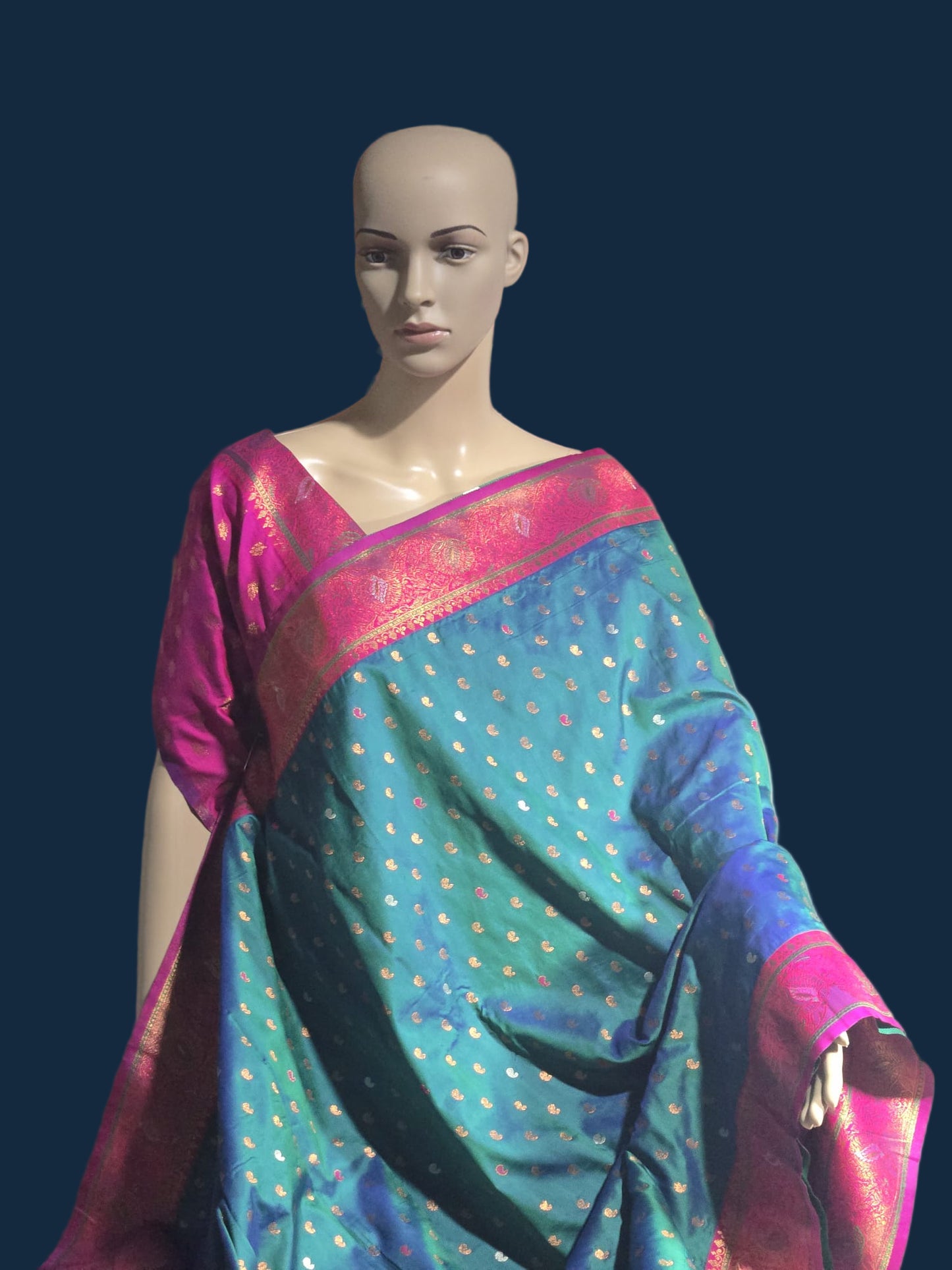 Pure Soft Paithani Silk Saree with Contrast Weaving Border & Rich Pallu – Shipped from USA