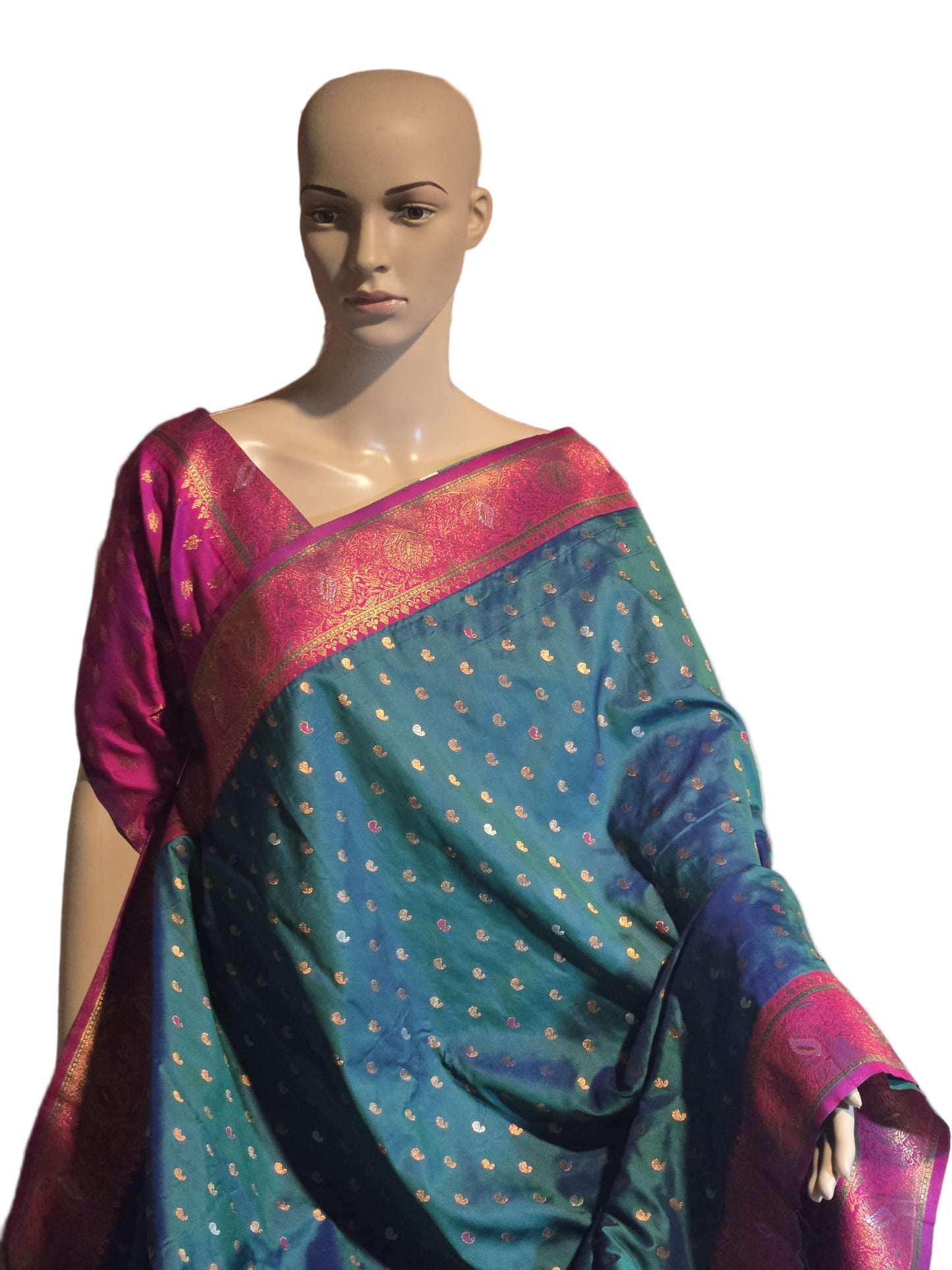 Pure Soft Paithani Silk Saree with Contrast Weaving Border & Rich Pallu – Shipped from USA