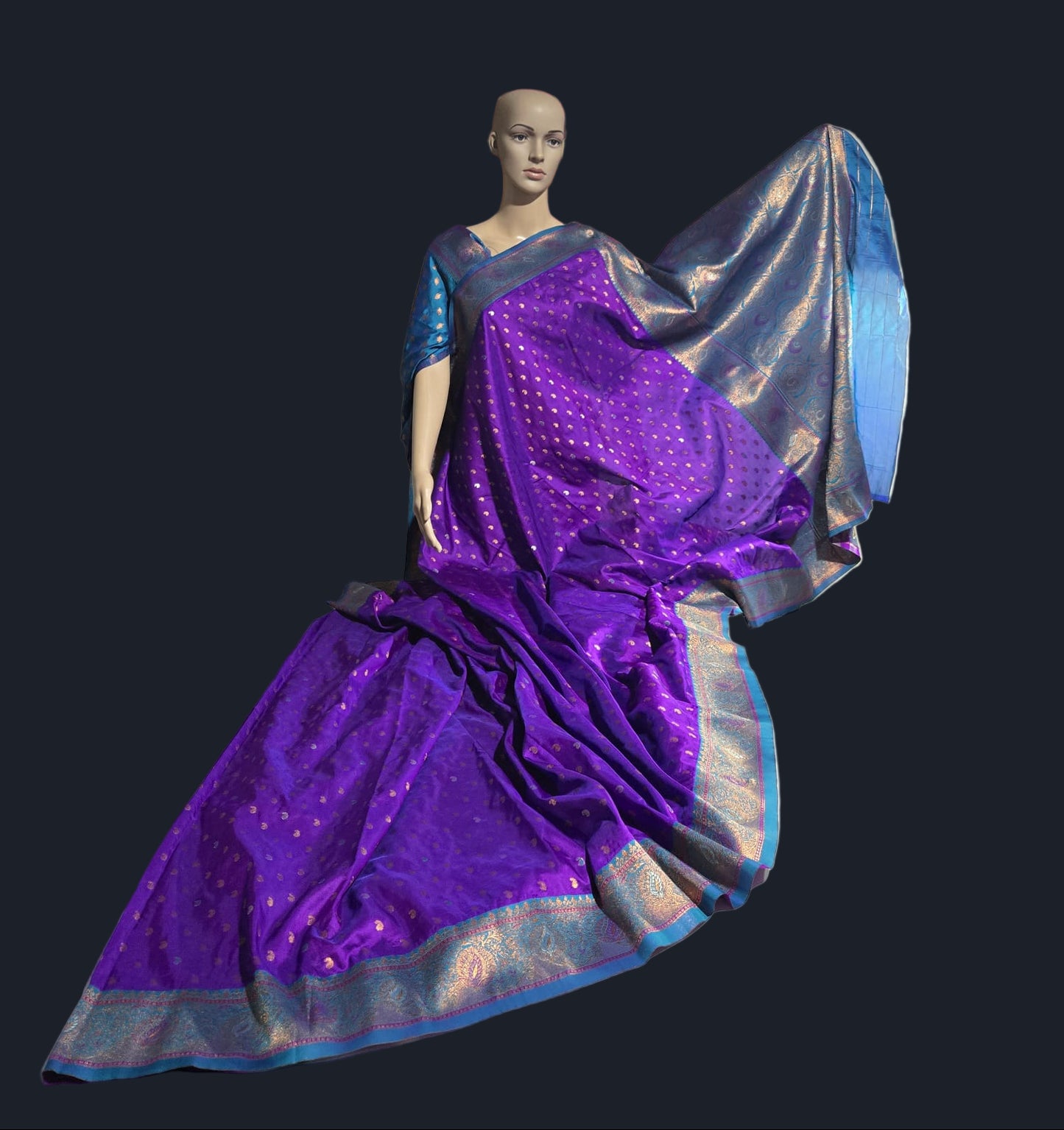 Pure Soft Paithani Silk Saree with Contrast Weaving Border & Rich Pallu – Shipped from USA Purple