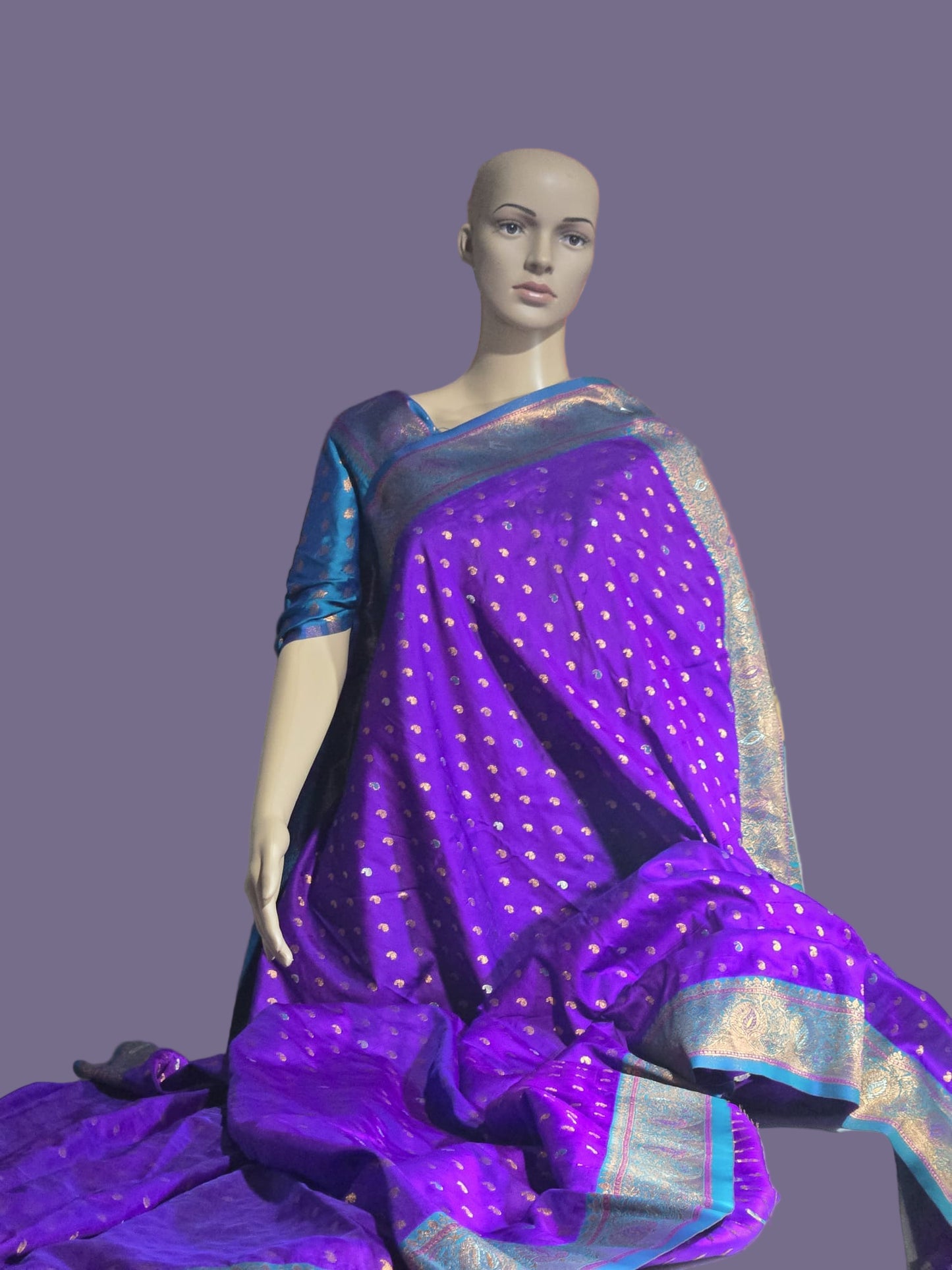 Pure Soft Paithani Silk Saree with Contrast Weaving Border & Rich Pallu – Shipped from USA Purple