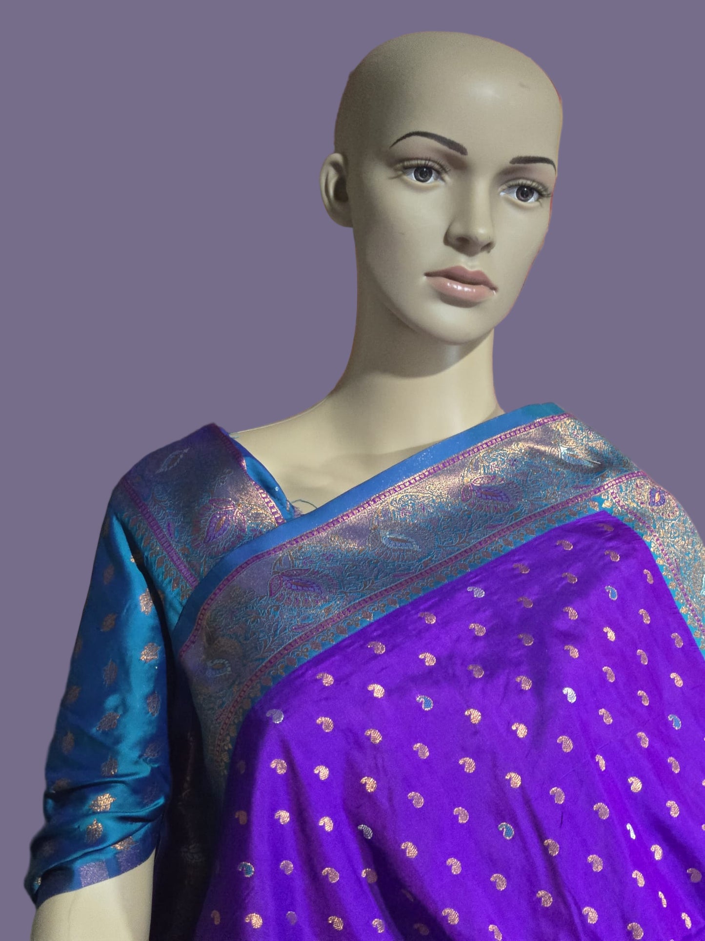 Pure Soft Paithani Silk Saree with Contrast Weaving Border & Rich Pallu – Shipped from USA Purple