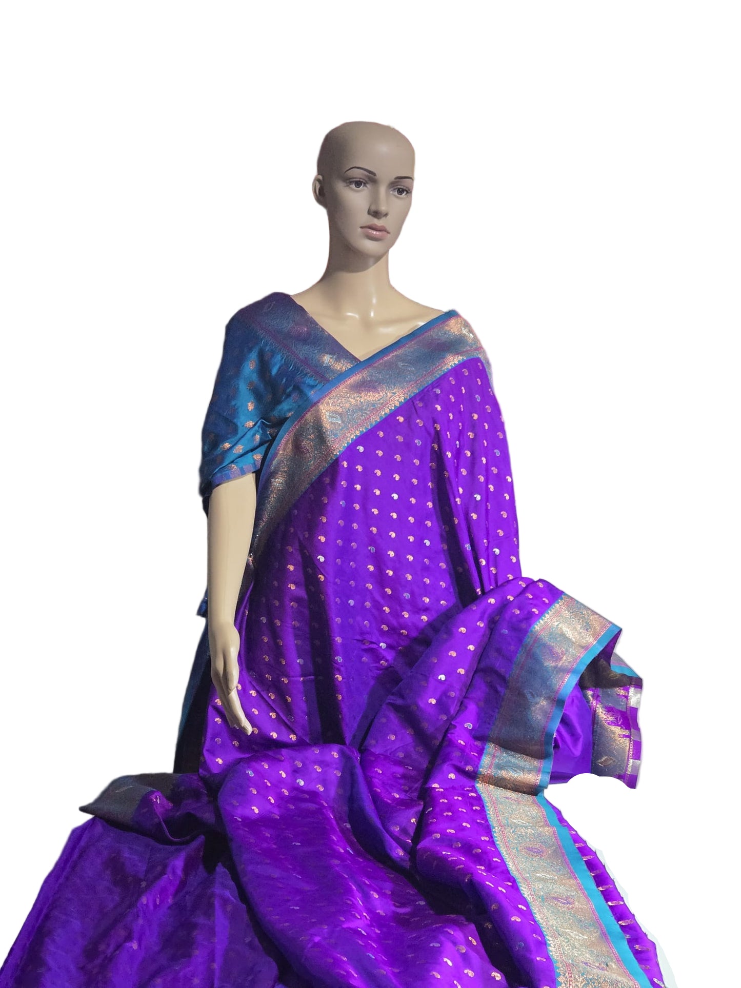 Pure Soft Paithani Silk Saree with Contrast Weaving Border & Rich Pallu – Shipped from USA Purple