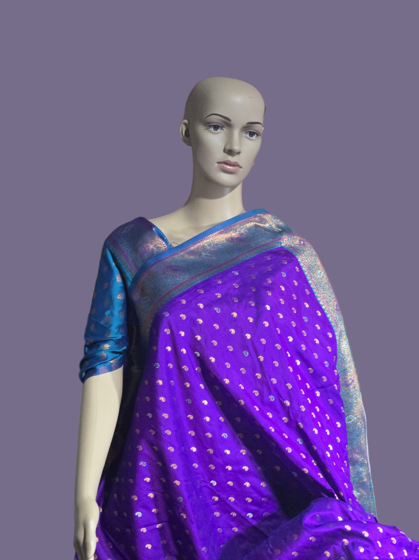 Pure Soft Paithani Silk Saree with Contrast Weaving Border & Rich Pallu – Shipped from USA Purple