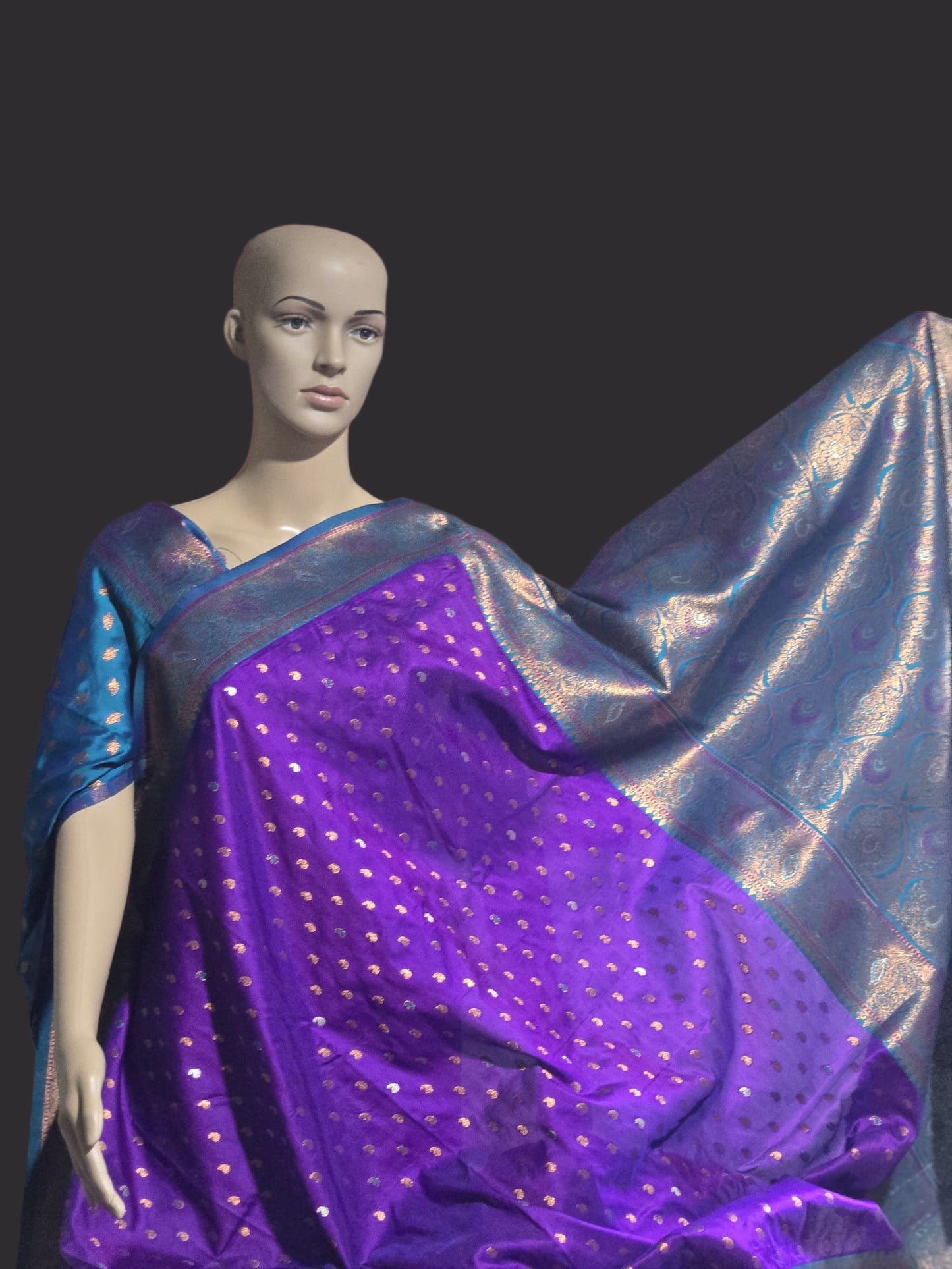Pure Soft Paithani Silk Saree with Contrast Weaving Border & Rich Pallu – Shipped from USA Purple