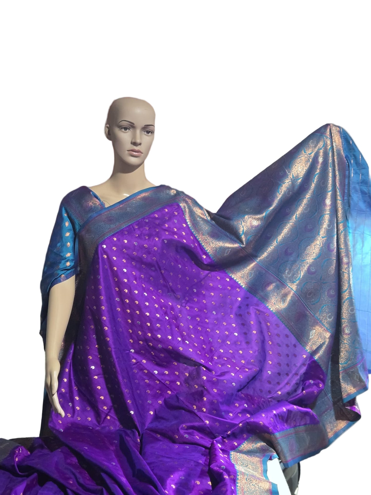 Pure Soft Paithani Silk Saree with Contrast Weaving Border & Rich Pallu – Shipped from USA Purple