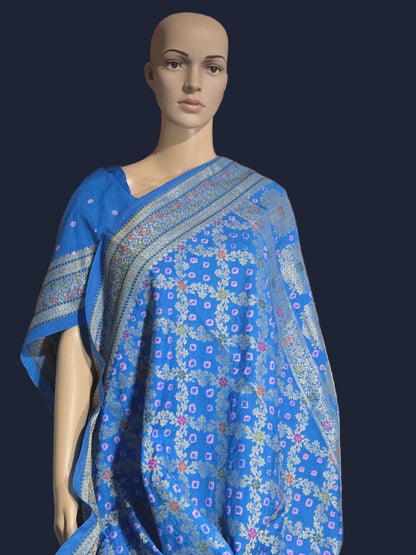 Banarasi Bandhni Pure Soft Dupion Silk Saree | Gharchola Zari Work | Handcrafted Design | Buy Soft Silk Saree from USA