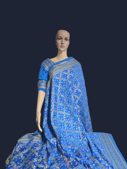 Banarasi Bandhni Pure Soft Dupion Silk Saree | Gharchola Zari Work | Handcrafted Design | Buy Soft Silk Saree from USA