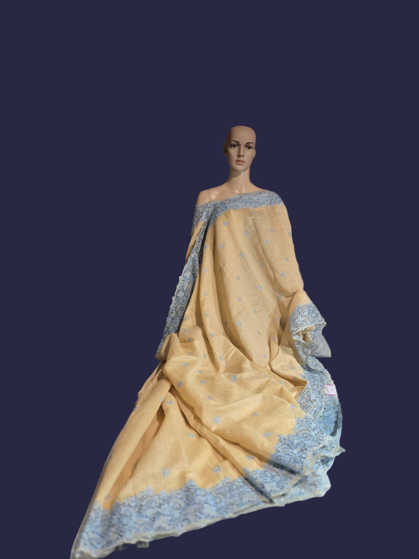 Ships from USA Exclusive Semi Jute Silk Saree with Cutwork Border  and embroidery | Yellow Saree with blouse buy from USA