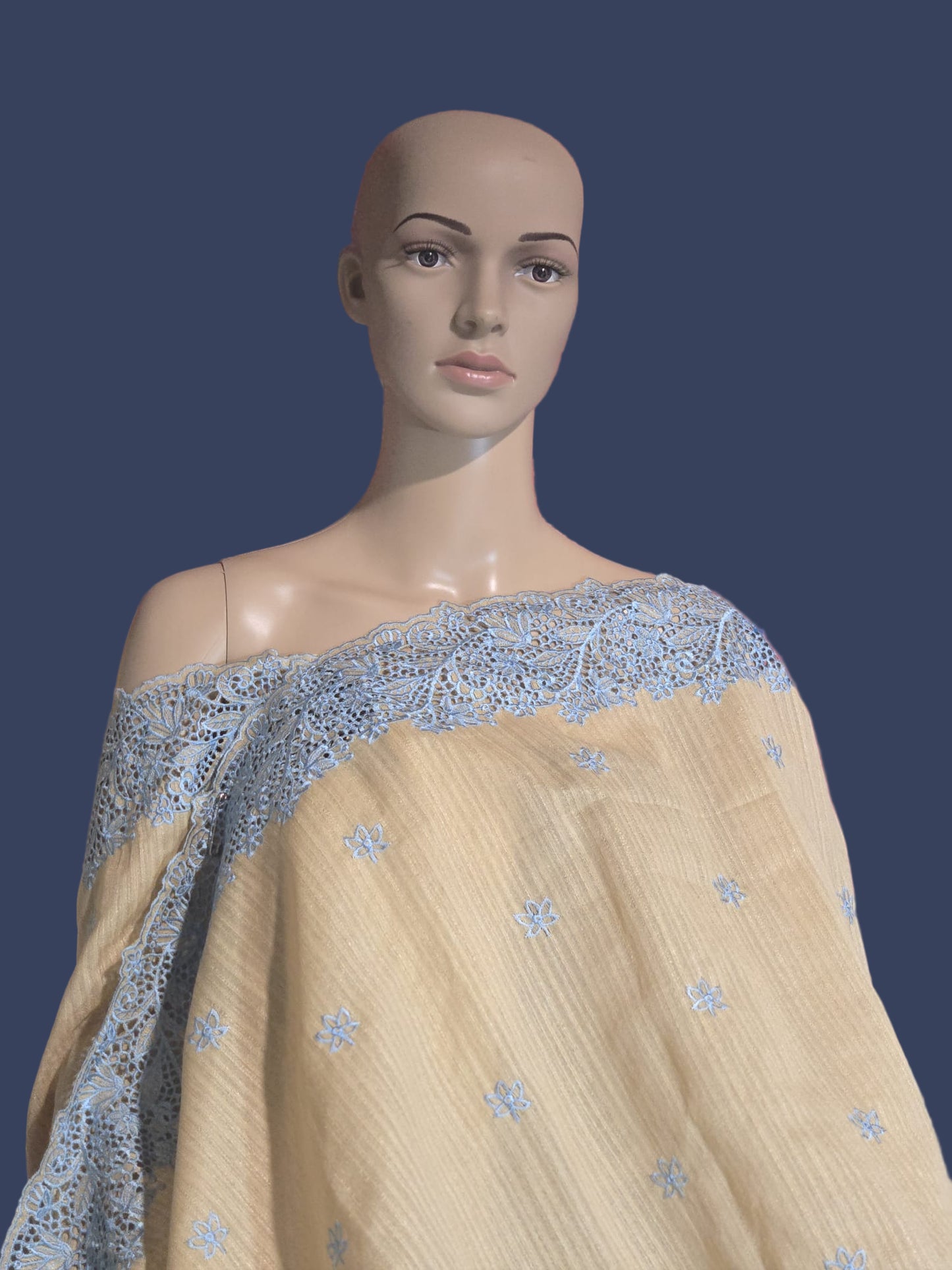 Ships from USA Exclusive Semi Jute Silk Saree with Cutwork Border  and embroidery | Yellow Saree with blouse buy from USA