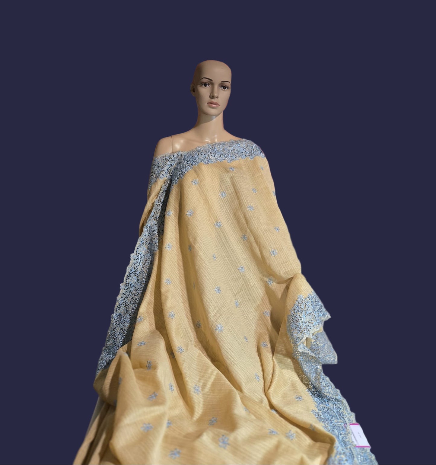 Ships from USA Exclusive Semi Jute Silk Saree with Cutwork Border  and embroidery | Yellow Saree with blouse buy from USA