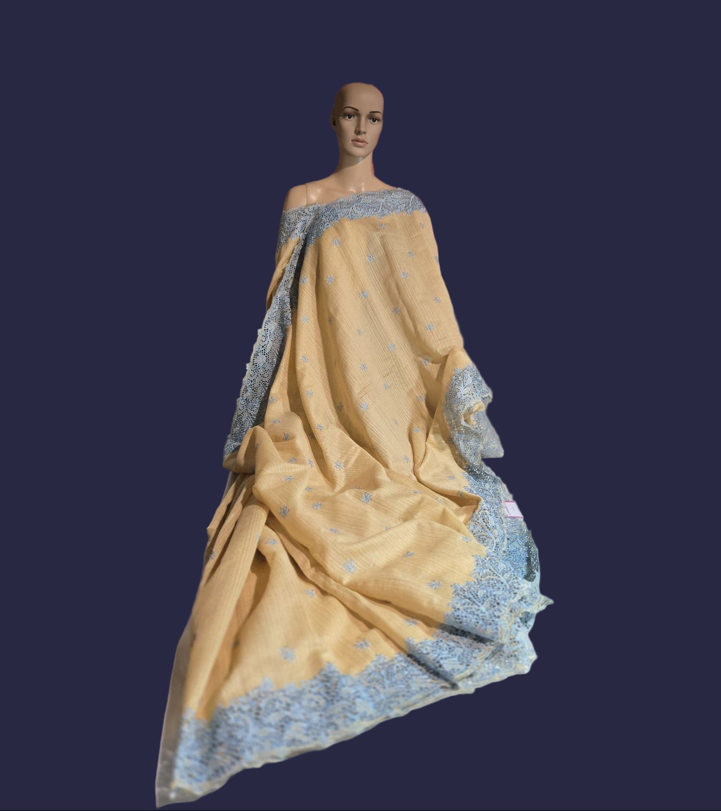 Ships from USA Exclusive Semi Jute Silk Saree with Cutwork Border  and embroidery | Yellow Saree with blouse buy from USA