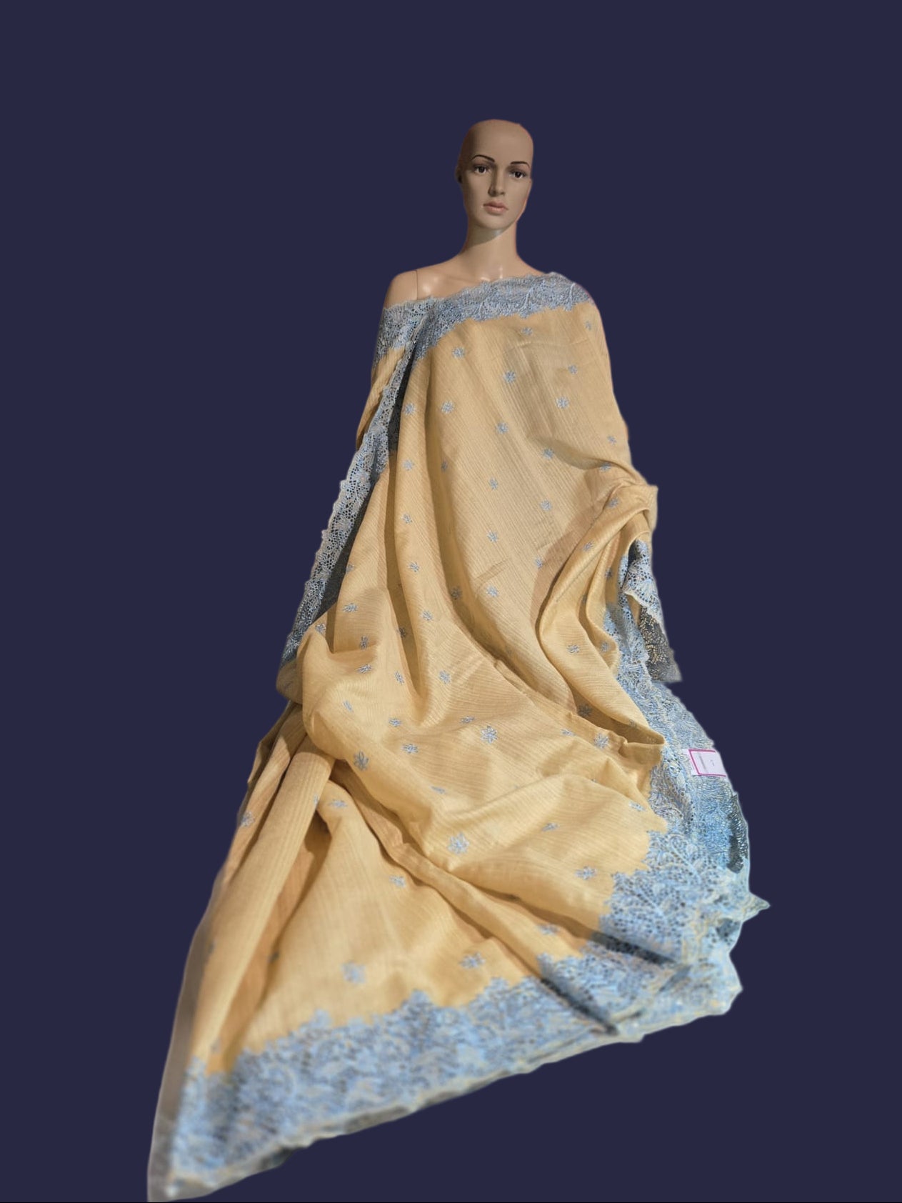 Ships from USA Exclusive Semi Jute Silk Saree with Cutwork Border  and embroidery | Yellow Saree with blouse buy from USA