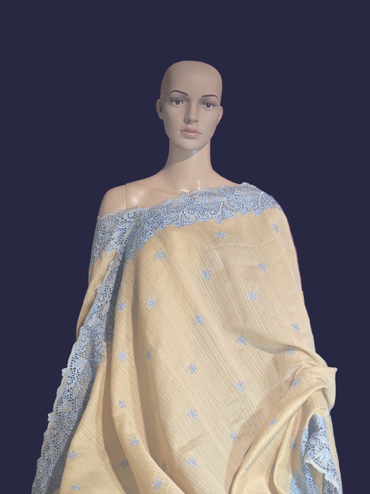 Ships from USA Exclusive Semi Jute Silk Saree with Cutwork Border  and embroidery | Yellow Saree with blouse buy from USA