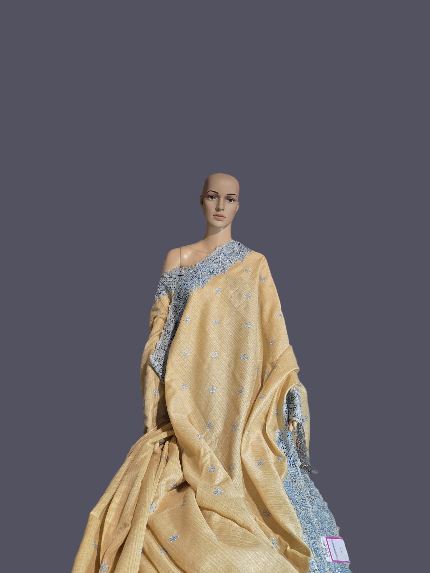 Ships from USA Exclusive Semi Jute Silk Saree with Cutwork Border  and embroidery | Yellow Saree with blouse buy from USA