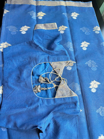 Pure Kota Cotton Saree with Stitched Blouse Shipping from USA Lightweight Traditional Indian Saree