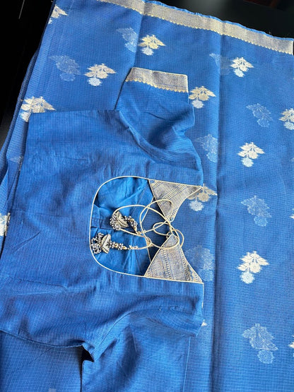 Pure Kota Cotton Saree with Stitched Blouse Shipping from USA Lightweight Traditional Indian Saree