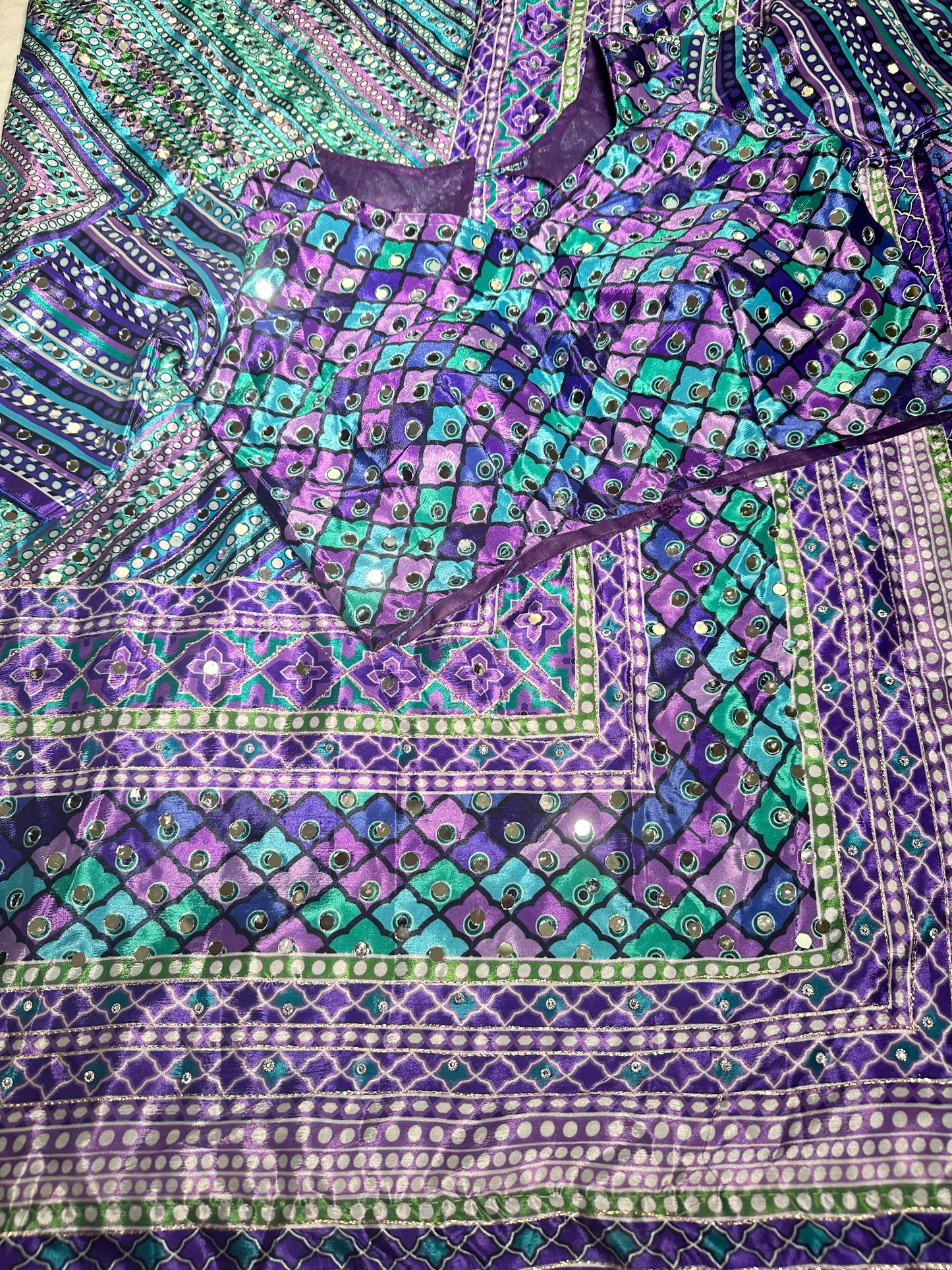 Mirror Work Chinon Silk  Saree | Ready to Wear Saree | Ships from USA|  weddings, parties &amp; festive occasions Saree