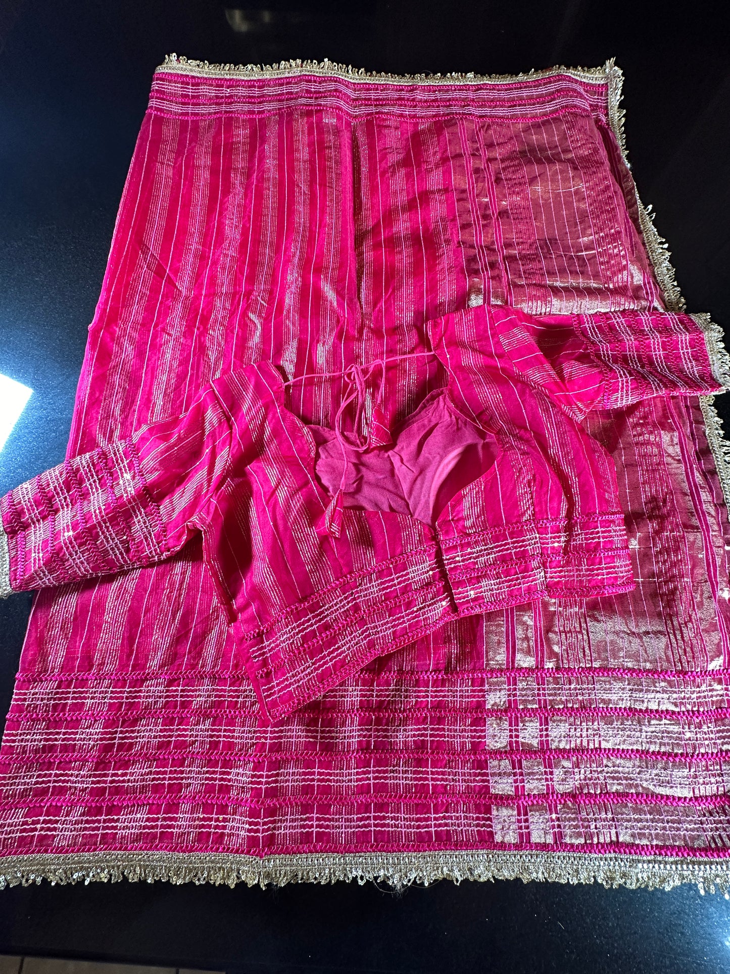 Women Soft Tissue Silk Saree with Weaving Sequin Ribbon Work & Fancy Lace | Party Wear Saree | Shipping from USA