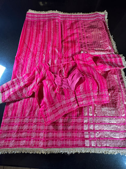 Women Soft Tissue Silk Saree with Weaving Sequin Ribbon Work & Fancy Lace | Party Wear Saree | Shipping from USA