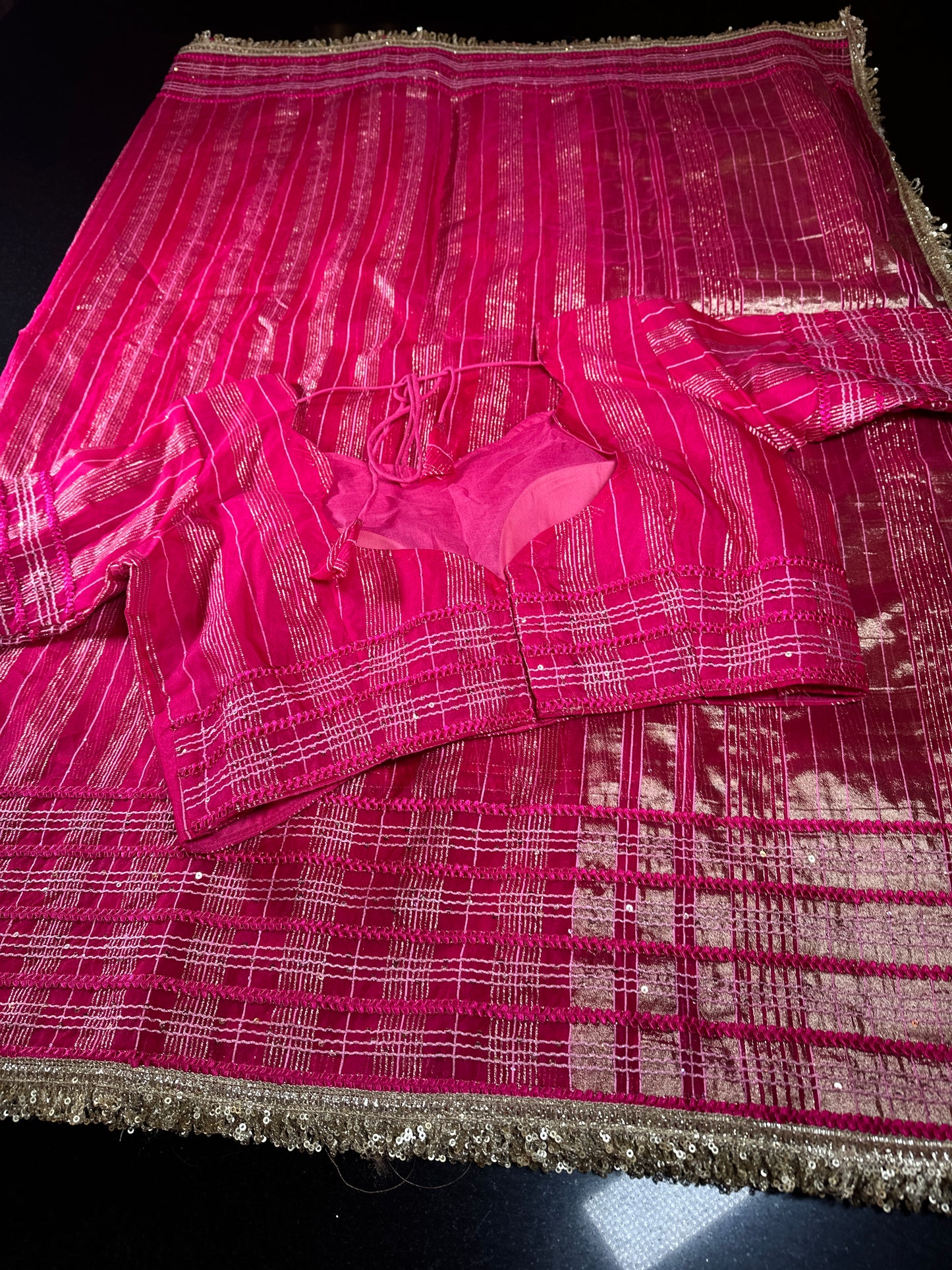 Women Soft Tissue Silk Saree with Weaving Sequin Ribbon Work & Fancy Lace | Party Wear Saree | Shipping from USA