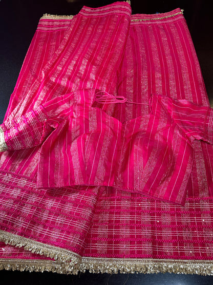 Women Soft Tissue Silk Saree with Weaving Sequin Ribbon Work & Fancy Lace | Party Wear Saree | Shipping from USA