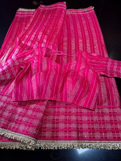 Women Soft Tissue Silk Saree with Weaving Sequin Ribbon Work & Fancy Lace | Party Wear Saree | Shipping from USA