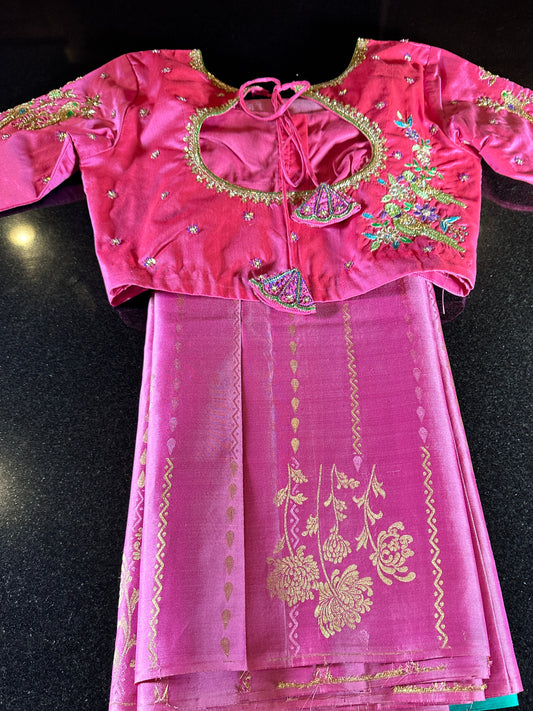 Handloom Pure Kanjivaram Silk Saree with Maggam Work Stitched Blouse | Bridal & Wedding Saree | Shipping from USA