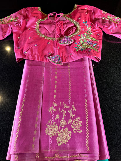 Handloom Pure Kanjivaram Silk Saree with Maggam Work Stitched Blouse | Bridal & Wedding Saree | Shipping from USA