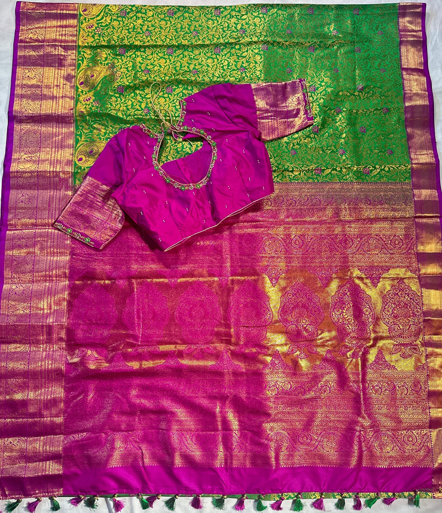 Kanjivaram Premium Semi Silk Saree with Embroidered Blouse | Wedding & Festive Ethnic Wear