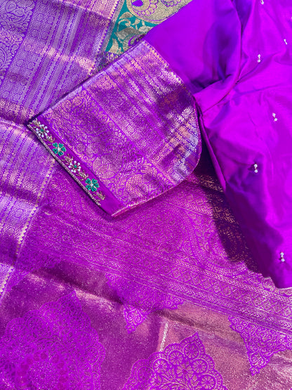 Kanjivaram Premium Semi Silk Saree with Embroidered Blouse | Wedding & Festive Ethnic Wear