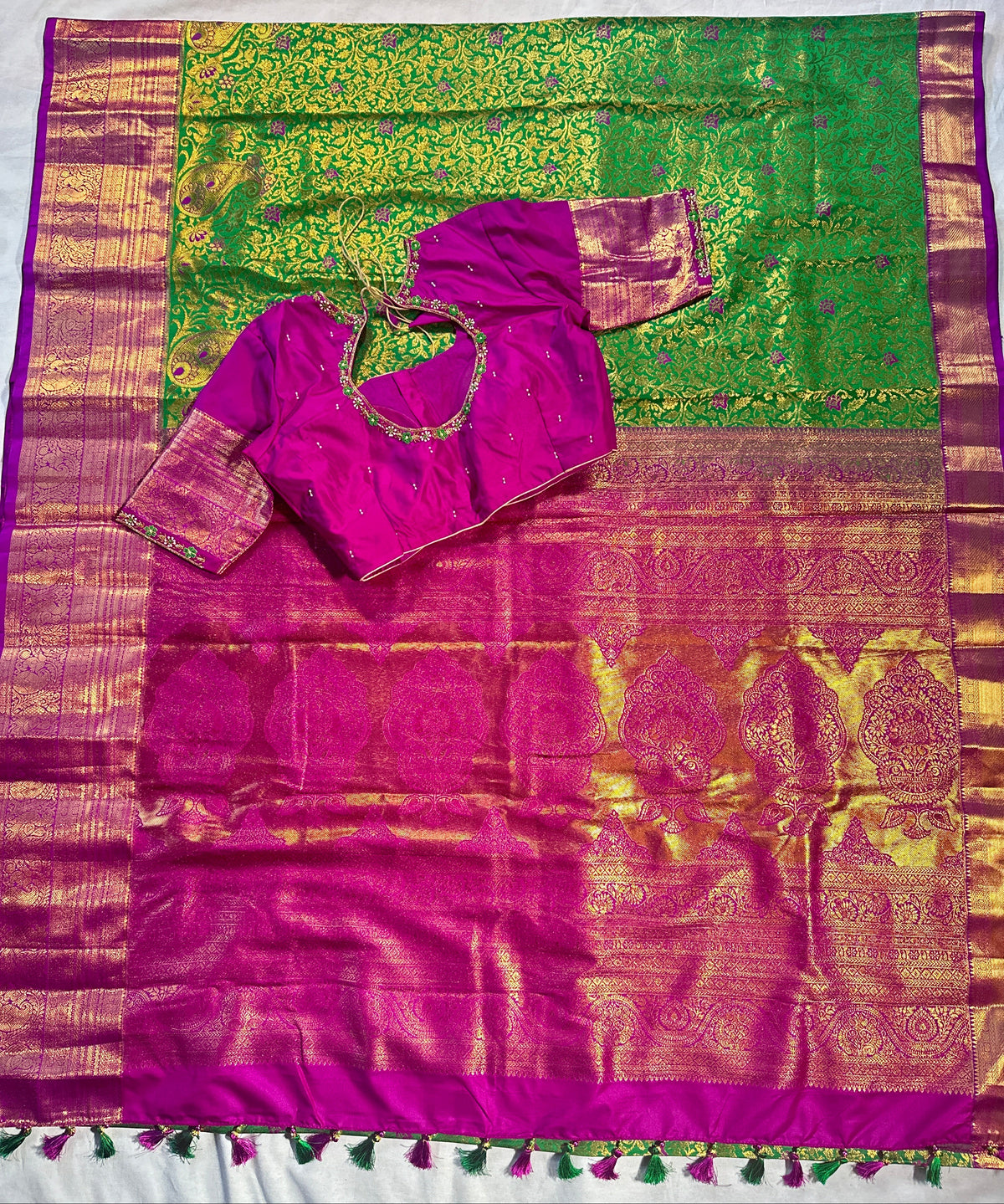 Kanjivaram Premium Semi Silk Saree with Embroidered Blouse | Wedding & Festive Ethnic Wear
