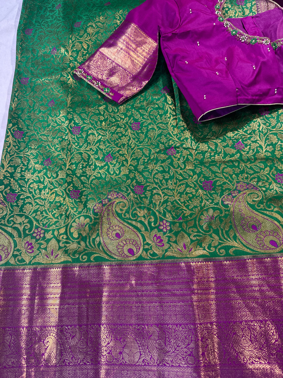 Kanjivaram Premium Semi Silk Saree with Embroidered Blouse | Wedding & Festive Ethnic Wear