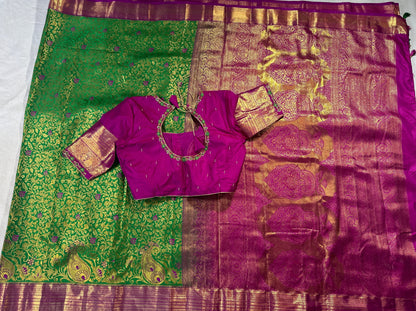 Kanjivaram Premium Semi Silk Saree with Embroidered Blouse | Wedding & Festive Ethnic Wear
