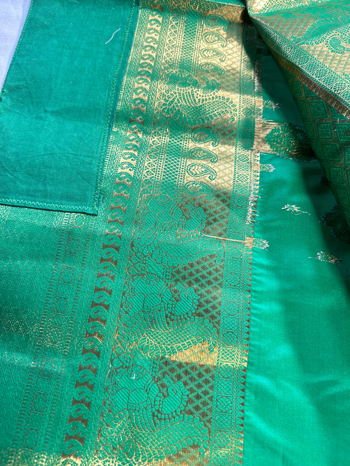 Green Kanjivaram Semi Silk Saree for Wedding, Reception &amp; Party | Embellished Stitched Blouse
