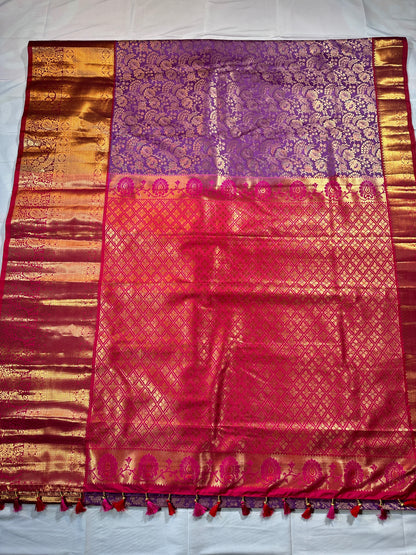 Elegant Blue Premium Kanjivaram Semi Silk Saree | Wedding Guest, Festive & Traditional Indian Wear