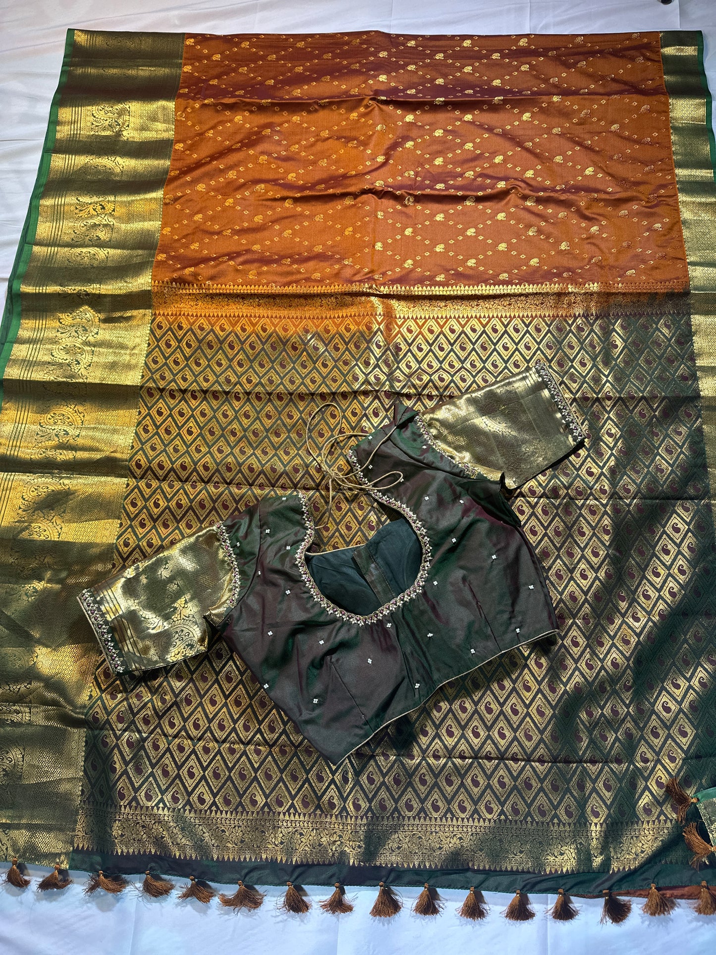 Royal Blue Kanjivaram Semi Silk Saree with Embroidered Blouse | Wedding & Festive Ethnic Wear