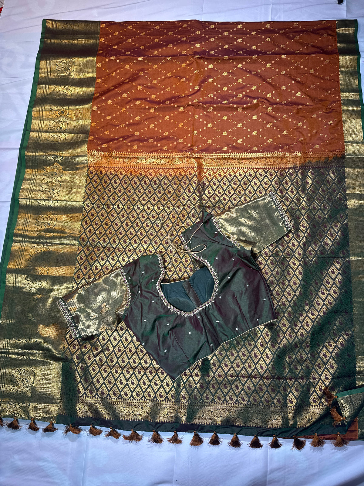 Royal Blue Kanjivaram Semi Silk Saree with Embroidered Blouse | Wedding & Festive Ethnic Wear