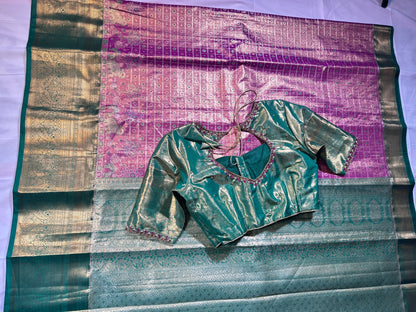 Luxury Look Permium Kanjivaram Semi Silk Saree | Embellished Blouse for Weddings & Celebrations