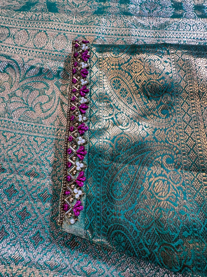 Luxury Look Permium Kanjivaram Semi Silk Saree | Embellished Blouse for Weddings & Celebrations