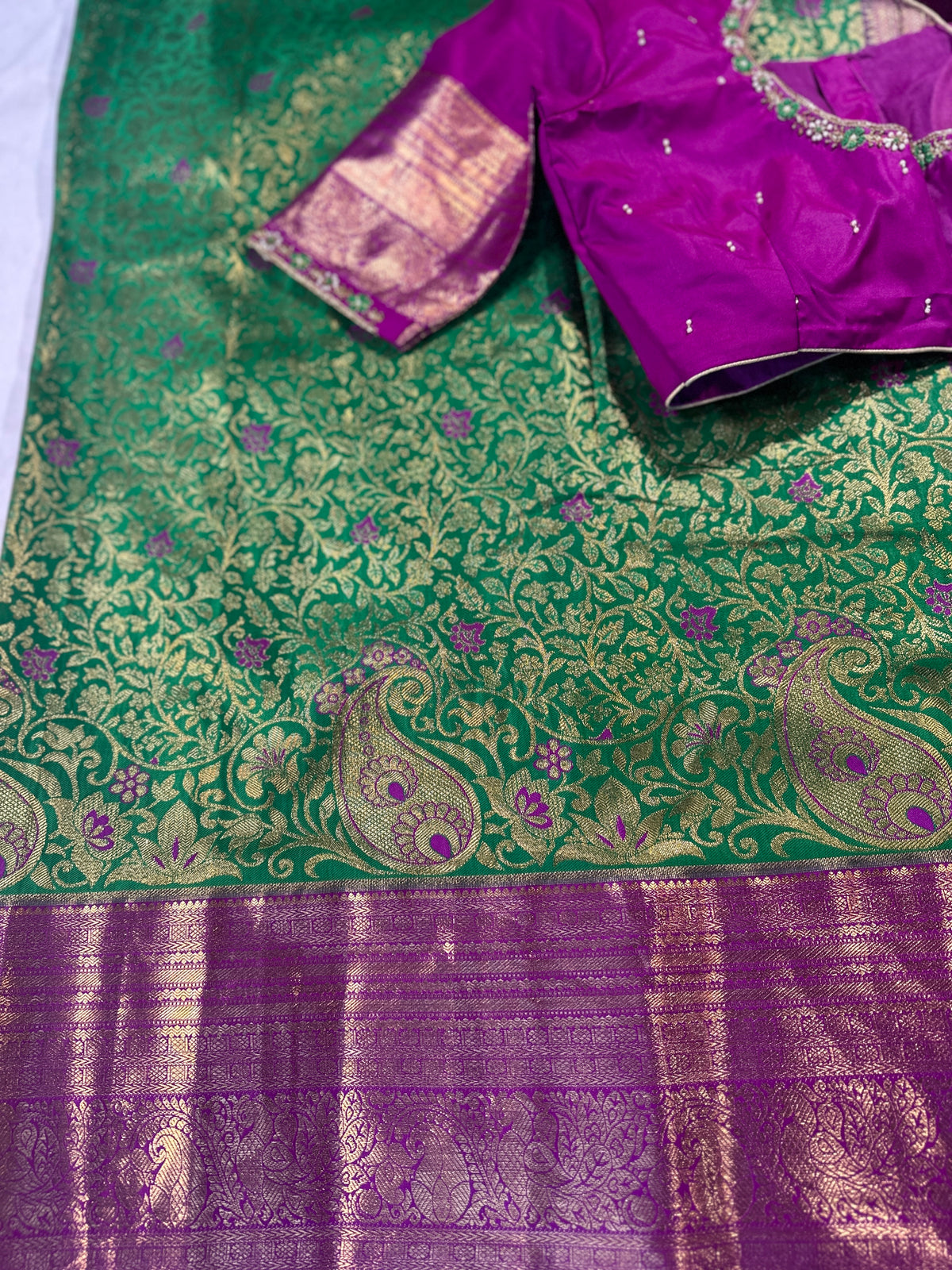 Kanjivaram Premium Semi Silk Saree with Embroidered Blouse | Wedding & Festive Ethnic Wear