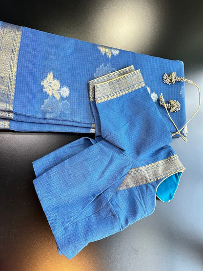 Pure Kota Cotton Saree with Stitched Blouse Shipping from USA Lightweight Traditional Indian Saree