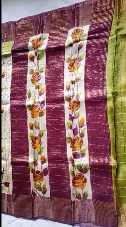 Pure Tussar Handloom Silk Saree Green