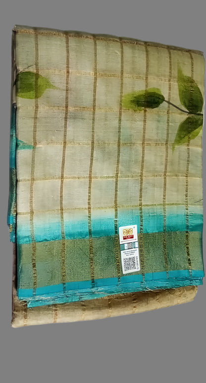 Pure Tussar Handloom Silk Saree Blue