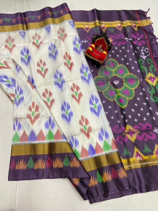 Pure Pattu Soft Silk Double Wrap Pochampalli Pure Silk Saree – Traditional Handwoven Elegance