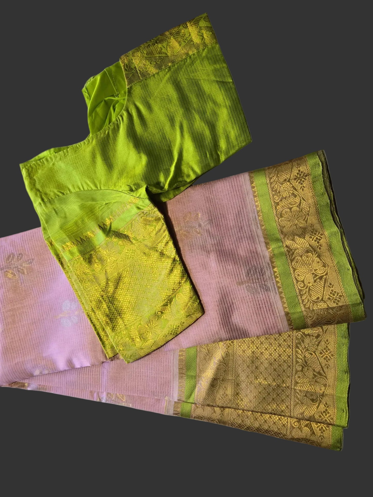 Pure Silk Handloom Saree with Stitched Blouse in Baby Pink with Green Contrast Border – Festive Wear Party Wear Saree USA